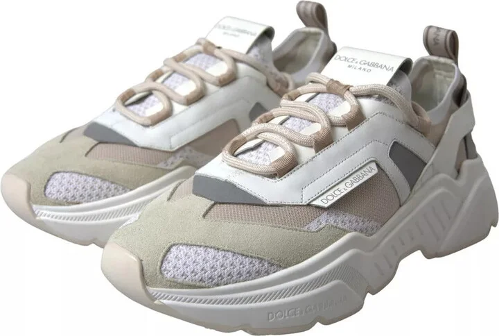 White Beige Leather Sport DAYMASTER Shoes Men's Sneakers - Image 3
