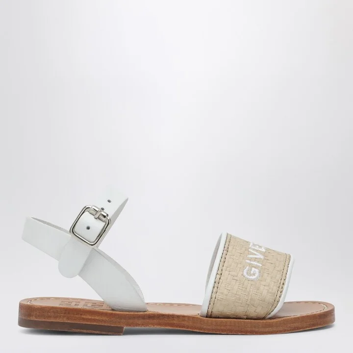 White/beige sandals with logo