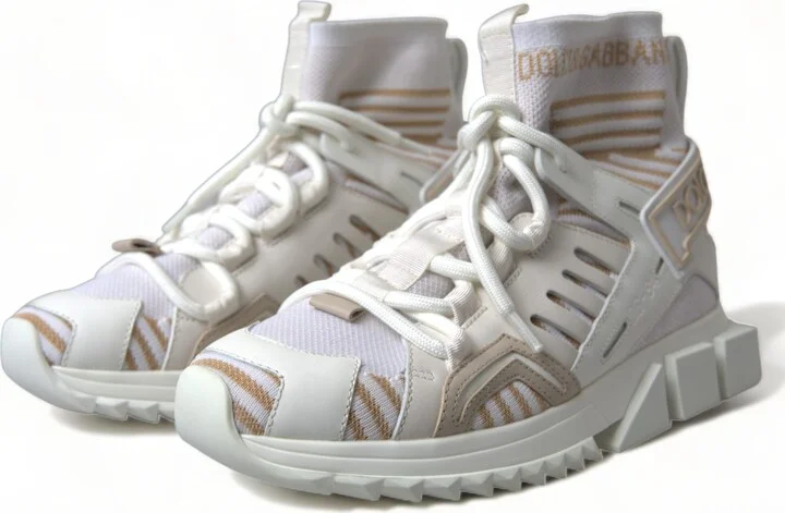 White Beige Sorrento Socks Sneakers Women's Shoes - Image 4