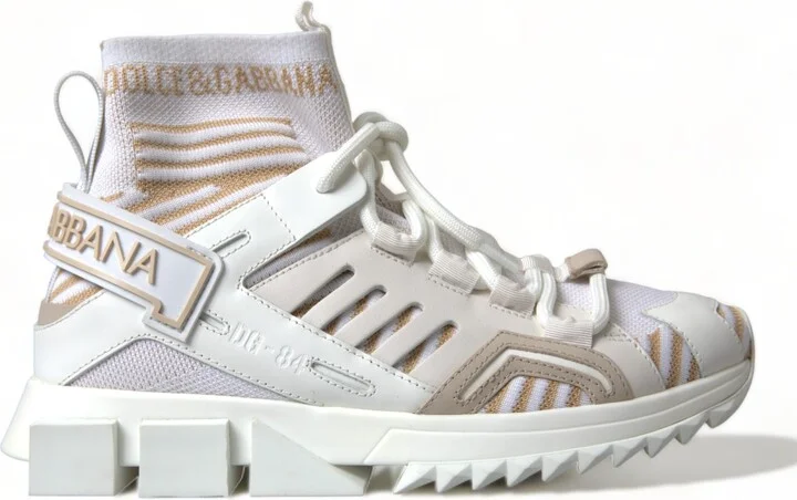White Beige Sorrento Socks Sneakers Women's Shoes