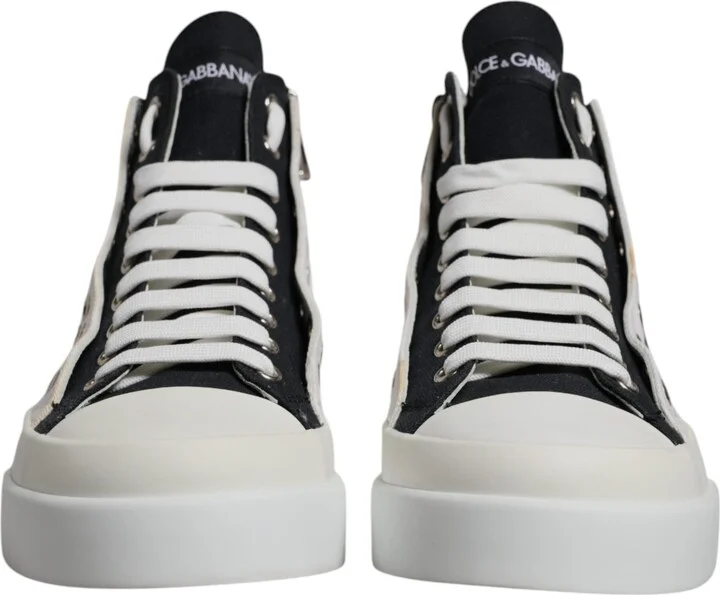White Black Cotton High Top Sneakers Men's Shoes (Pre-Owned) - Image 2