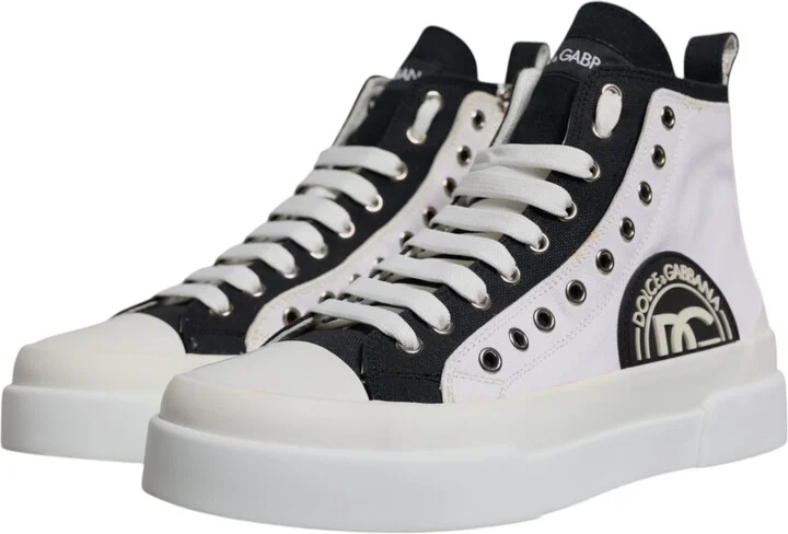 White Black Cotton High Top Sneakers Men's Shoes (Pre-Owned) - Image 3