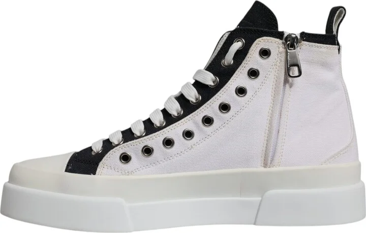White Black Cotton High Top Sneakers Men's Shoes (Pre-Owned) - Image 5