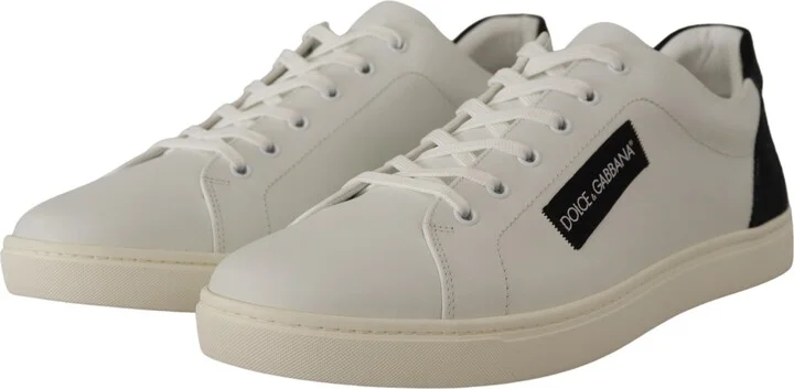 White Black Leather Low Shoes Men's Sneakers - Image 2