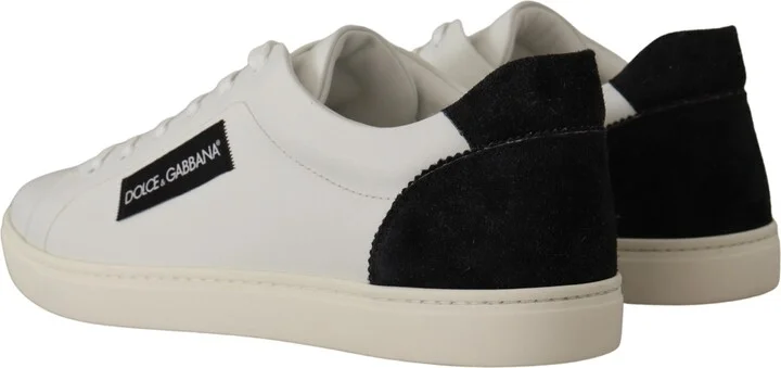 White Black Leather Low Shoes Men's Sneakers - Image 3