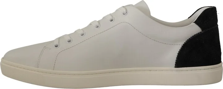 White Black Leather Low Shoes Men's Sneakers - Image 4