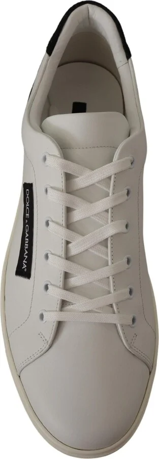 White Black Leather Low Shoes Men's Sneakers - Image 6