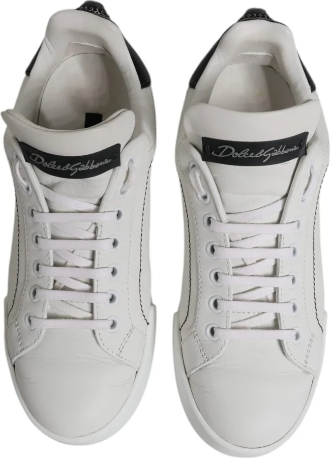 White Black Leather Low Top Sneakers Women's Shoes (Pre-Owned) - Image 3