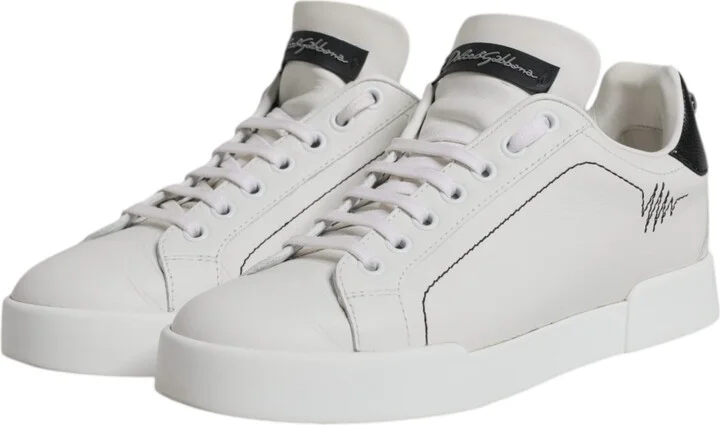 White Black Leather Low Top Sneakers Women's Shoes (Pre-Owned) - Image 4