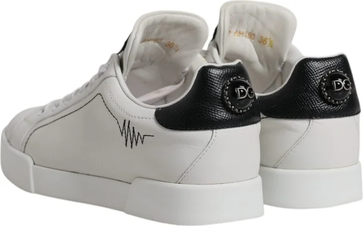 White Black Leather Low Top Sneakers Women's Shoes (Pre-Owned) - Image 5