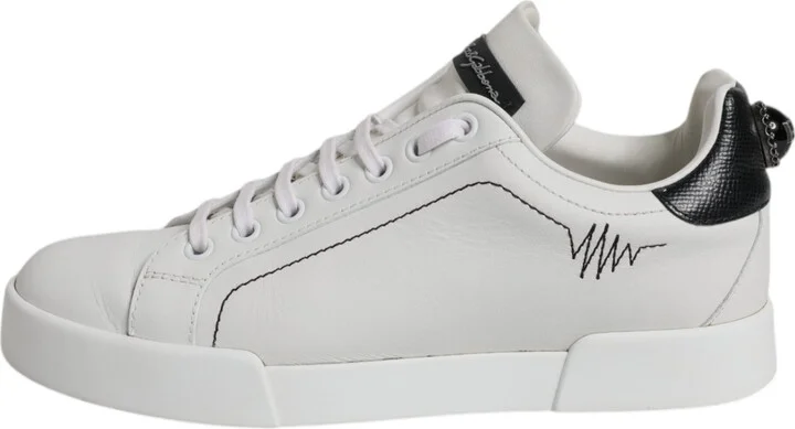 White Black Leather Low Top Sneakers Women's Shoes (Pre-Owned) - Image 6