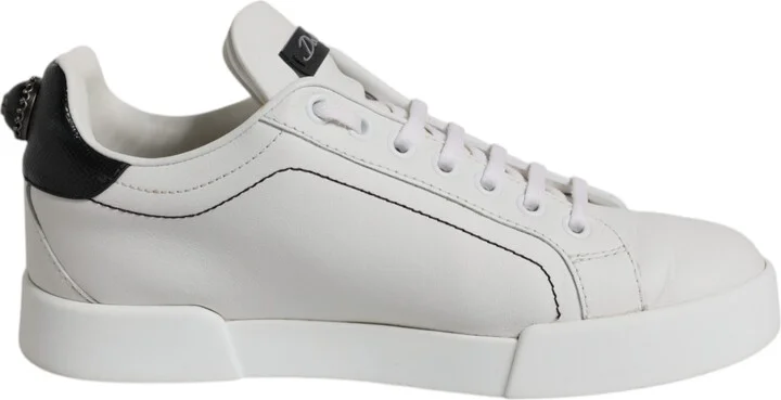 White Black Leather Low Top Sneakers Women's Shoes (Pre-Owned)