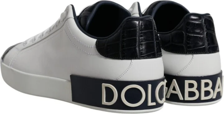 White Black Leather Portofino Sneakers Men's Shoes - Image 5