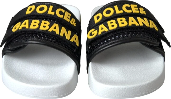 White Black Logo Beachwear Flats Sandals Women's Shoes - Image 2