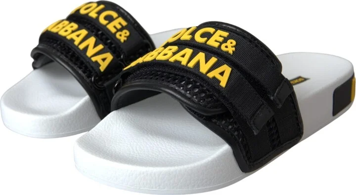White Black Logo Beachwear Flats Sandals Women's Shoes - Image 3