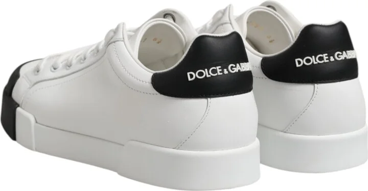 White Black Logo Leather Lace Up Sneakers Men's Shoes (Pre-Owned) - Image 5