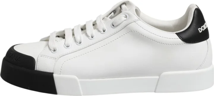 White Black Logo Leather Lace Up Sneakers Men's Shoes (Pre-Owned) - Image 6