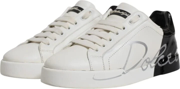 White Black Logo Portofino Men Sneaker Men's Shoes - Image 4