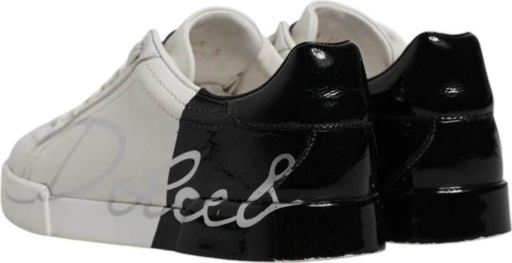 White Black Logo Portofino Men Sneaker Men's Shoes - Image 5