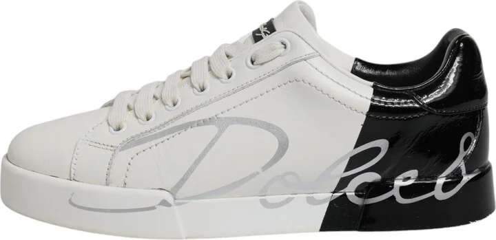 White Black Logo Portofino Men Sneaker Men's Shoes - Image 6