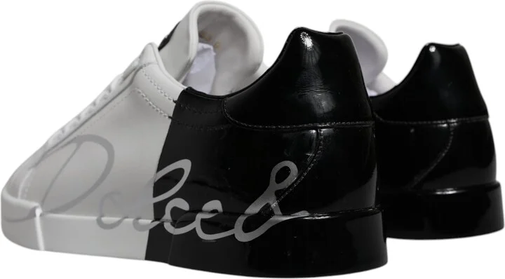 White Black Logo Portofino Sneaker Men's Shoes - Image 4
