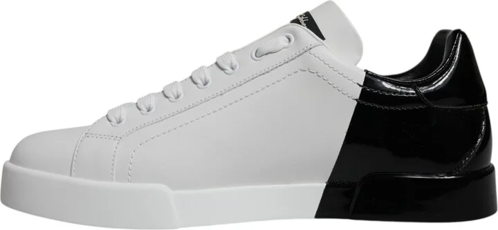 White Black Logo Portofino Sneaker Men's Shoes - Image 5