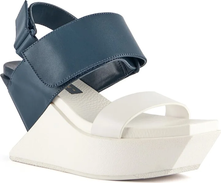 White / Blue / Black Delta Wedge Sandal - Deep Blue - Image 2
