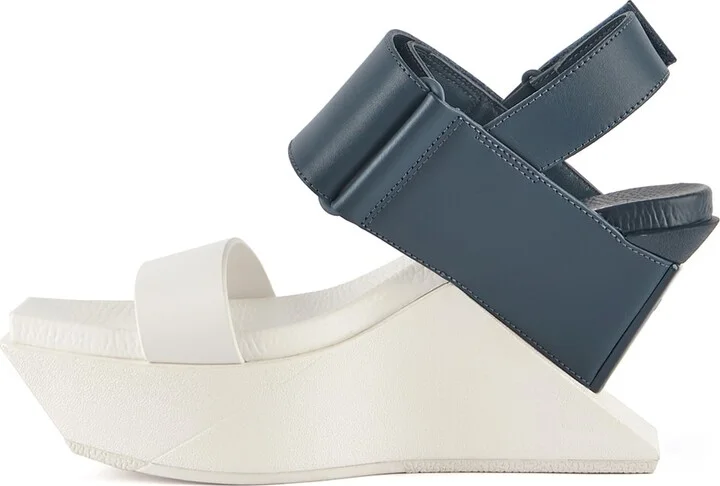 White / Blue / Black Delta Wedge Sandal - Deep Blue - Image 3