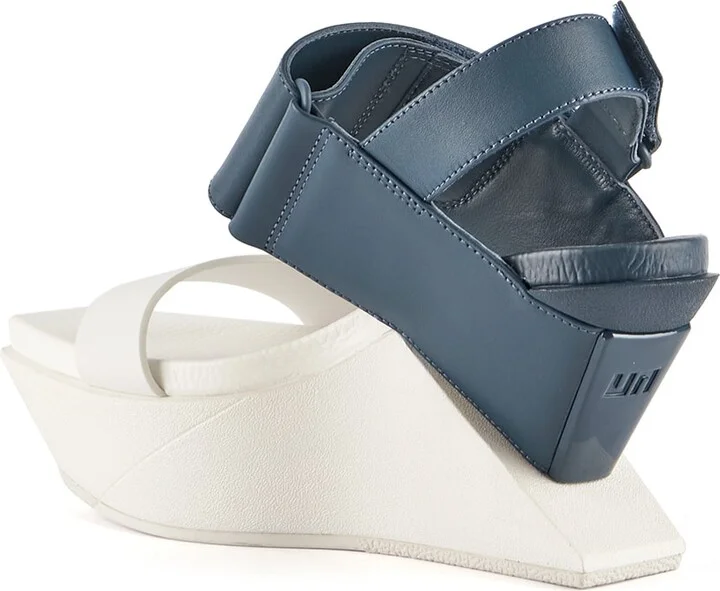 White / Blue / Black Delta Wedge Sandal - Deep Blue - Image 4