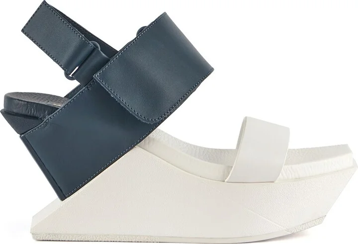 White / Blue / Black Delta Wedge Sandal - Deep Blue