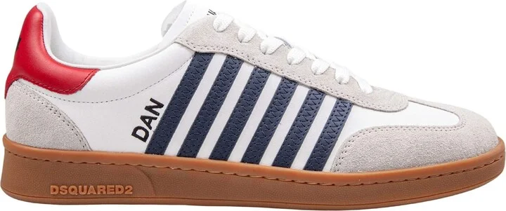 White/blue Leather Boxer Sneakers