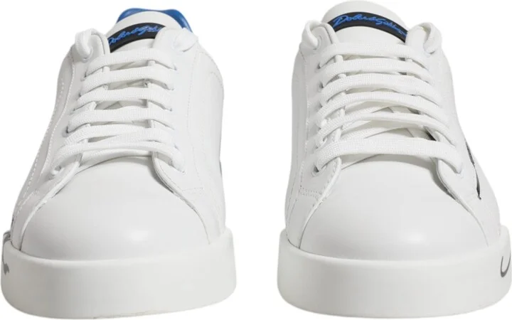 White Blue Portofino Leather Sneakers Men's Shoes (Pre-Owned) - Image 2
