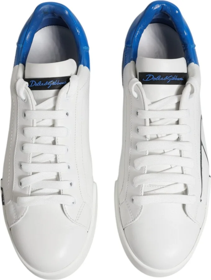 White Blue Portofino Leather Sneakers Men's Shoes (Pre-Owned) - Image 3