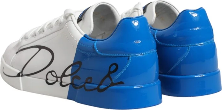 White Blue Portofino Leather Sneakers Men's Shoes (Pre-Owned) - Image 5