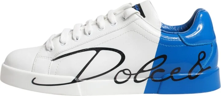 White Blue Portofino Leather Sneakers Men's Shoes (Pre-Owned) - Image 6