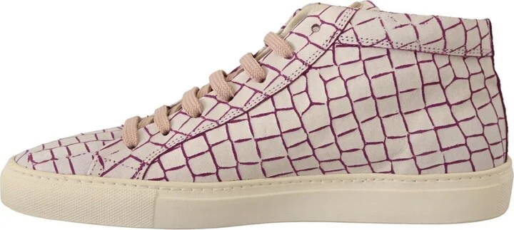 White Bordeaux Leather Casual Lace Up Sneakers Men's Shoes - Image 2