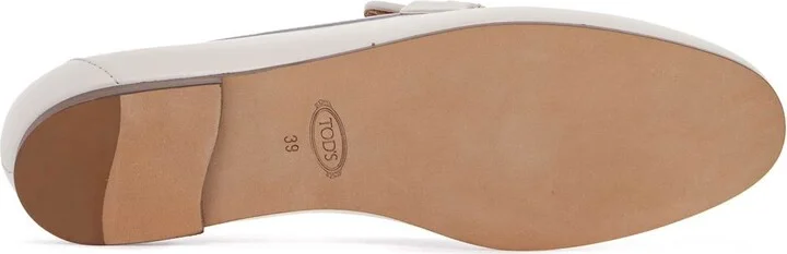 White Calfskin Moccasin With Gold Bar And Velcro Closure - Image 5