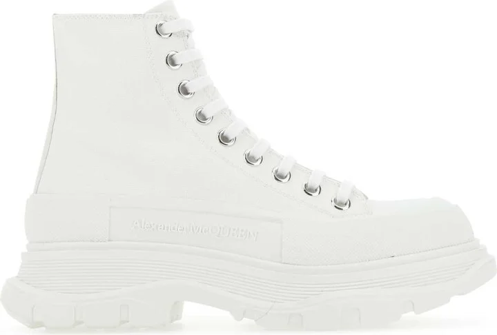 White Canvas Tread Slick Sneakers