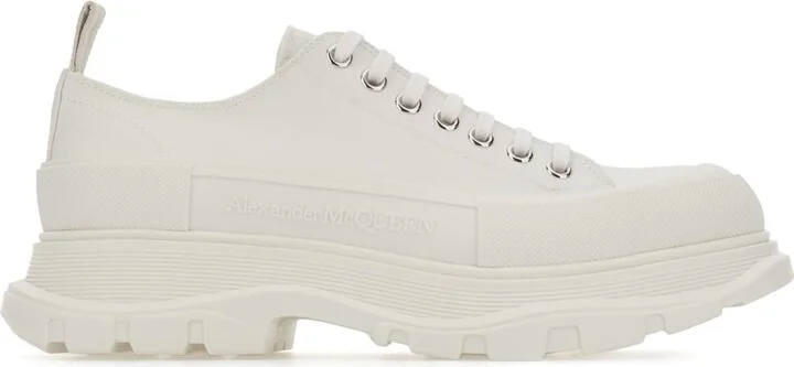 White Canvas Tread Slick Sneakers