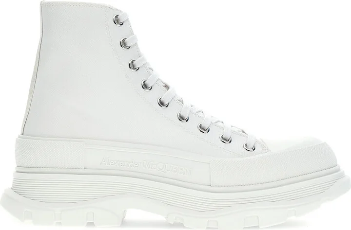 White Canvas Tread Slick Sneakers