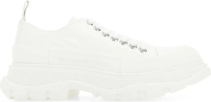 White Canvas Tread Slick Sneakers