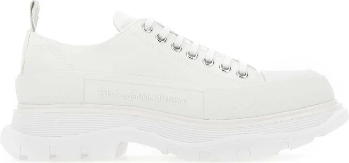 White Canvas Tread Slick Sneakers
