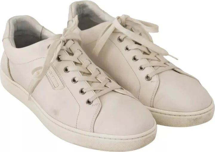 White Casual Leather Logo Men Sneakers Men's Shoes (Pre-Owned) - Image 2