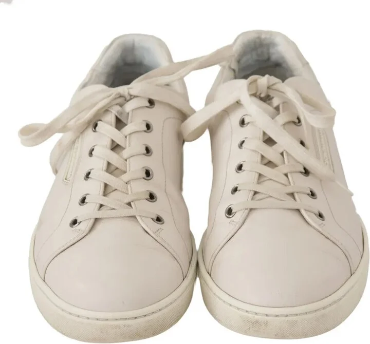 White Casual Leather Logo Men Sneakers Men's Shoes (Pre-Owned) - Image 4