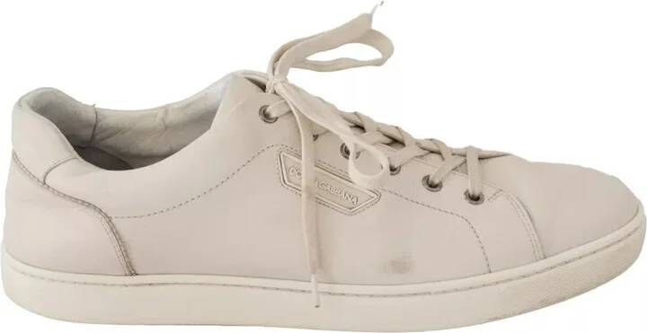 White Casual Leather Logo Men Sneakers Men's Shoes (Pre-Owned)