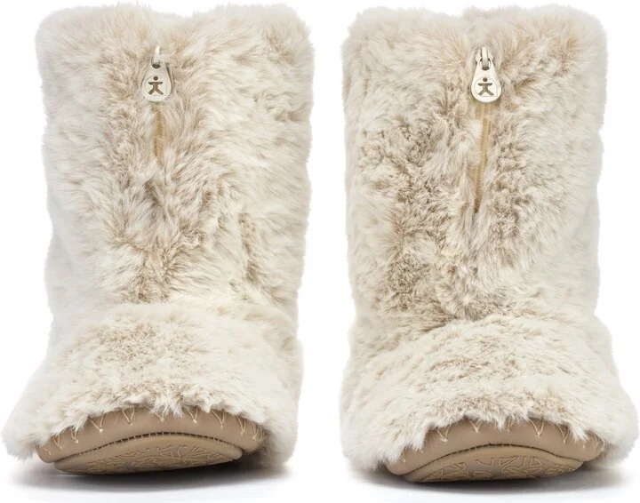 White Cole - Short Luxury Faux Fur Slipper Boot - Ferret - Image 6