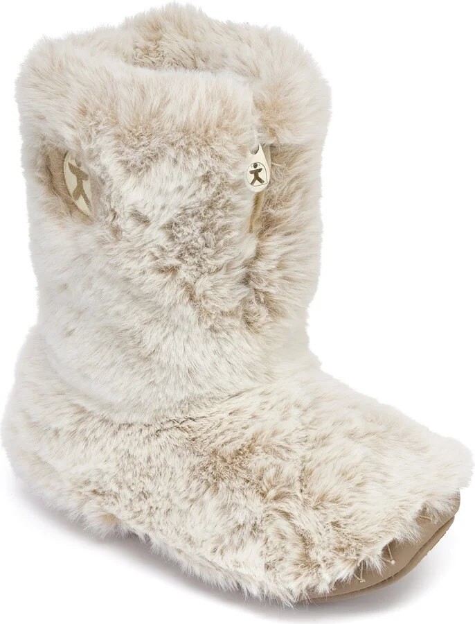 White Cole - Short Luxury Faux Fur Slipper Boot - Ferret