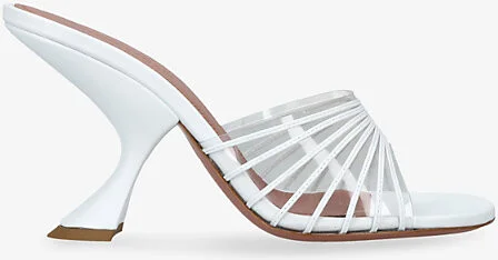 White/Comb Mookie 90 Leather and PVC Heeled Sandals Eur 38.5 / 5.5 Uk Women