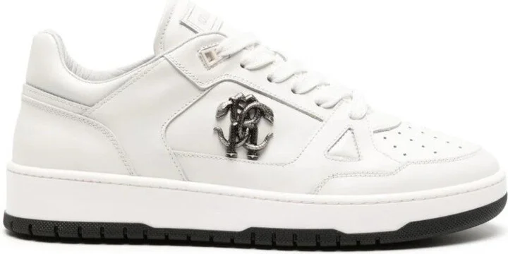 White Cow Leather Trainers With Iconic Logo