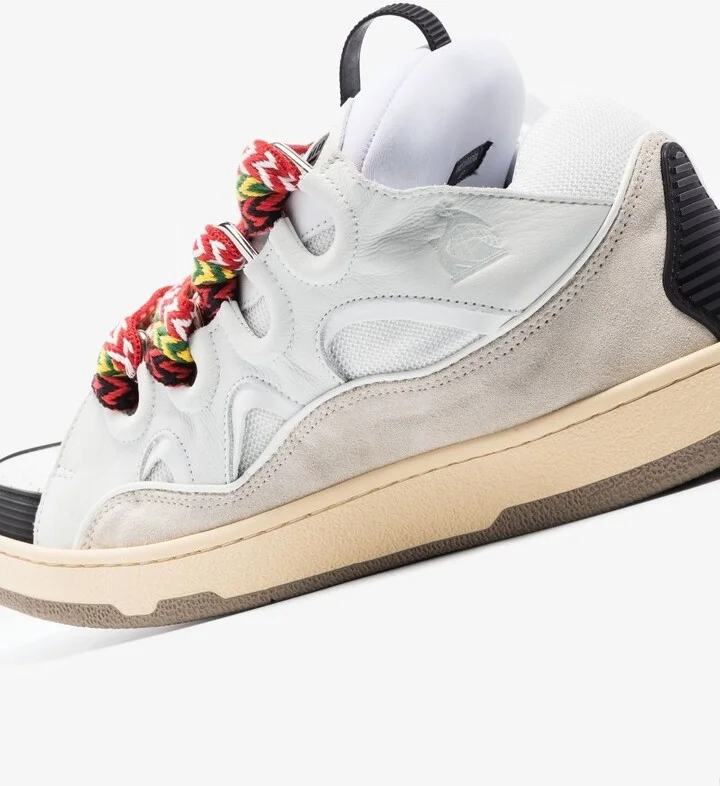 White Curb Low Top Leather Trainers - Image 2